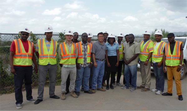Roman Titov (third from right) with the Louis Berger construction and engineering team in Jamaica