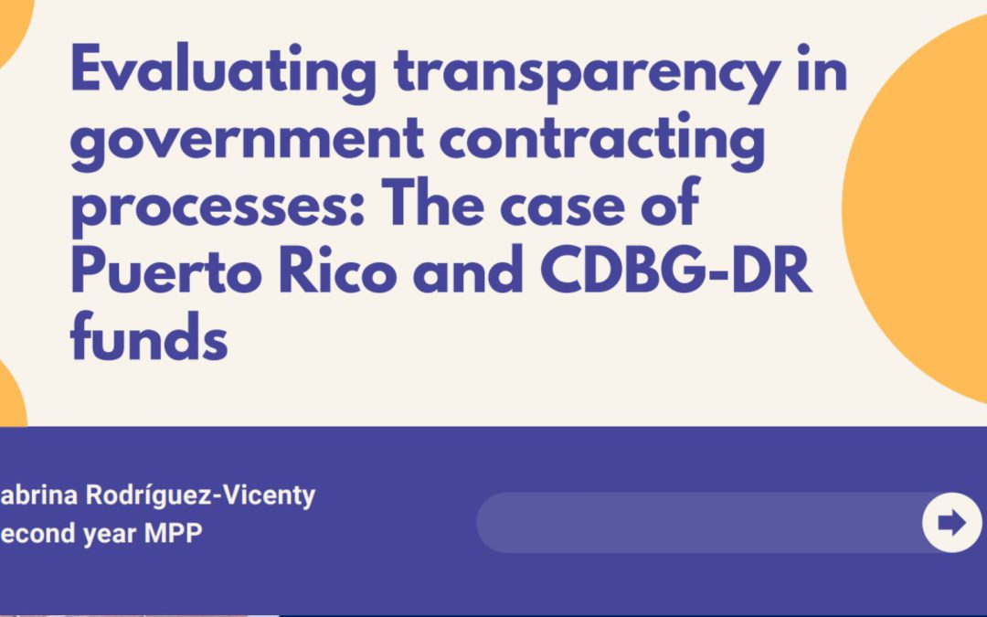 Evaluating Transparency in Government Contracting Processes: The Case of Puerto Rico & CDBG-DR Funds
