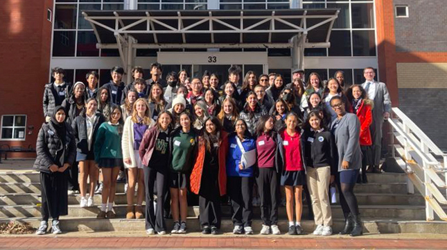 Students from the Wardlaw+Hartridge School's Global Scholars program visited the Bloustein School on November 28, 2023.