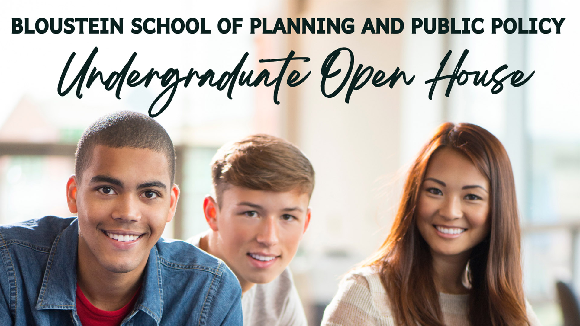 three smiling diverse undergraduate college students