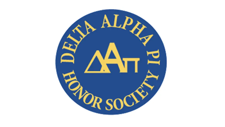 dapilogo-horiz Delta Alpha Pi Honor Society logo yellow on blue