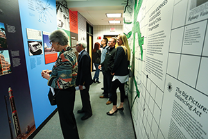 The Alan M. Voorhees Exhibit is a permanent installation on the fourth floor of the Bloustein School’s Civic Square Building, home of the Alan M. Voorhees Transportation Center. The exhibit is open during normal operating hours of the building.