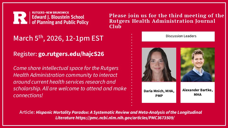 Rutgers Health Administration Journal Club - March 5 Flyer v2