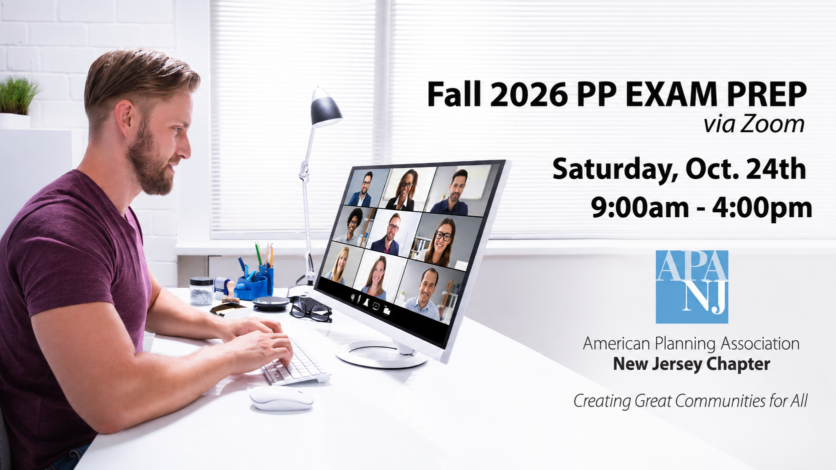 American Planning Association New Jersey Chapter Fall 2026 Professional Planner Exam Prep on Zoom, Saturday, October 24, 2026